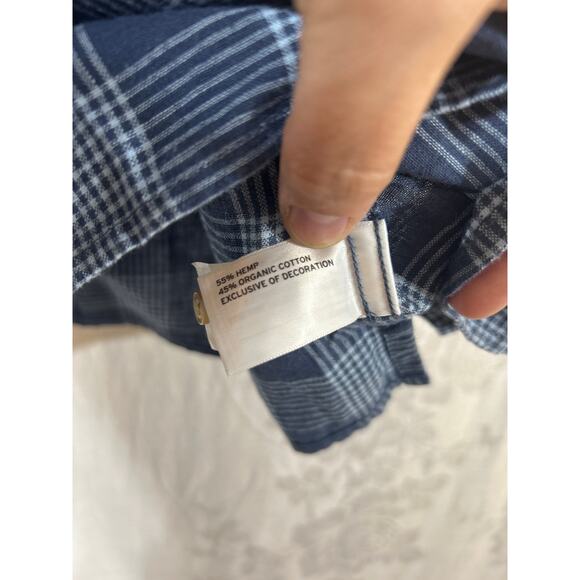 Duluth Button Up 3X Blue Plaid NEW Relaxed Untucked Hemp Organic Cotton Vented - Picture 10 of 15